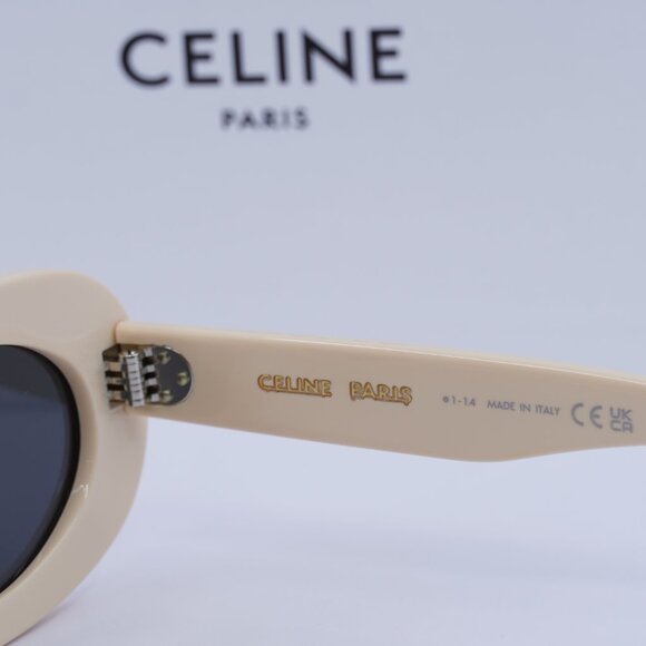 Celine CL40276U 25A Oval Sunglasses - Ivory/Smoke